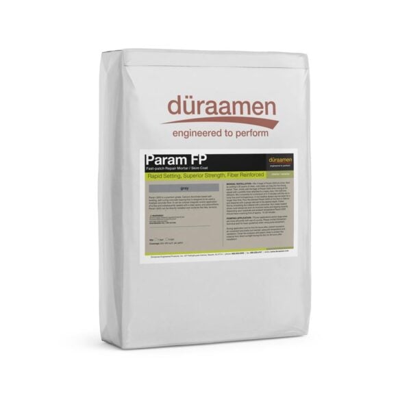Param FP fiberpatch repair morotr for concrete floorsnbspParam FP Fast setting fiber reinforced flooring patch | Duraamen Engineered Products Inc