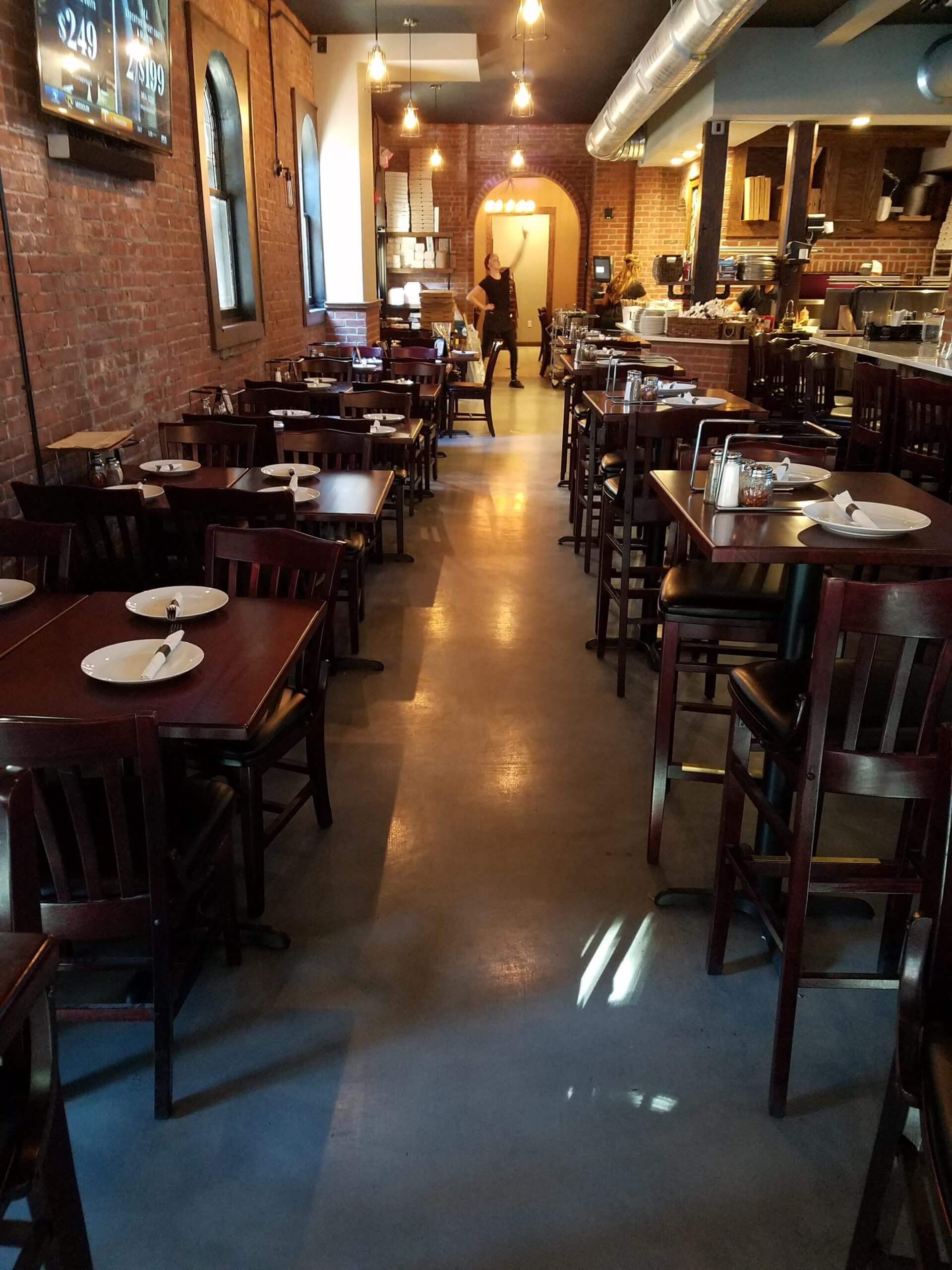 Polished Concrete Floors in a Pizzeria in Washington DC | Duraamen Engineered Products Inc