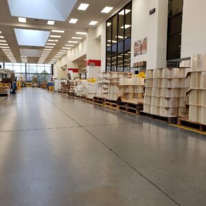 Industrial space with epoxy flooring.