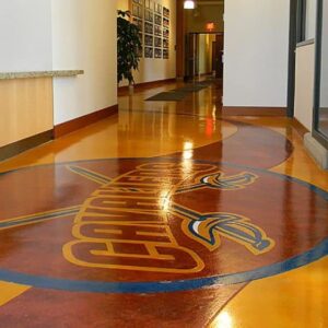 Metallic Epoxy flooring. Lumiere by Duraamen. Cleveland Caveliers Offices