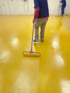 Image 1 | Kraftig by Duraamen is a urethane cement coating for concrete floors. Here it's used for the commercial bakery flooring for Everything Bagel.
