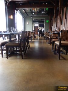 The seating area of Blue Bell Inn in Blue Bell, PA with a soft matte finish and tan stained with Pellucid Dye.