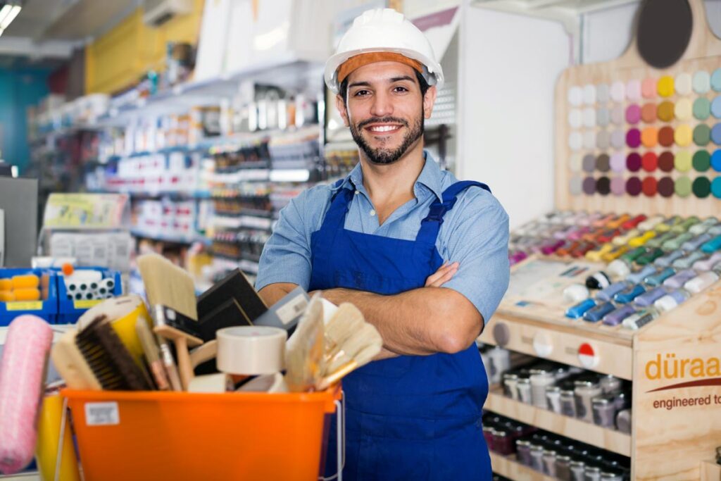 Photo of a Duraamen Floor Coatings Store owner wearing a hard hat.