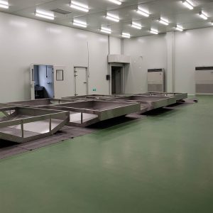 Green Urethane Modified Concrete Flooring in a factory