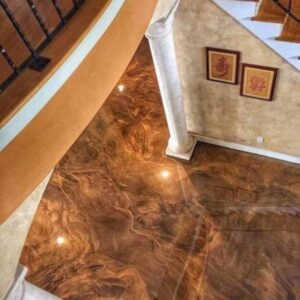 Metallic epoxy coating used in residential home