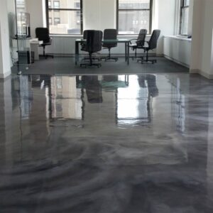 Metallic Epoxy flooring in an office. Lumiere by Duraamen