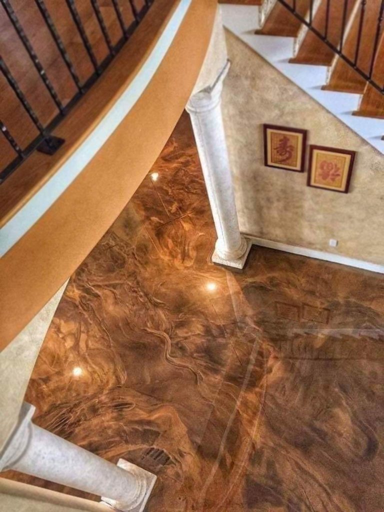 Metallic epoxy floor coating used in for residential flooring