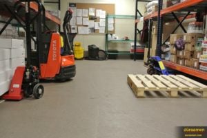 This flooring looks great and is perfect for the high volume activity of this commercial space.