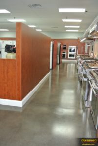 L. H. Brubaker appliance store with a polished concrete floor.