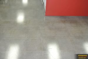 A detail photo of the polished concrete flooring.