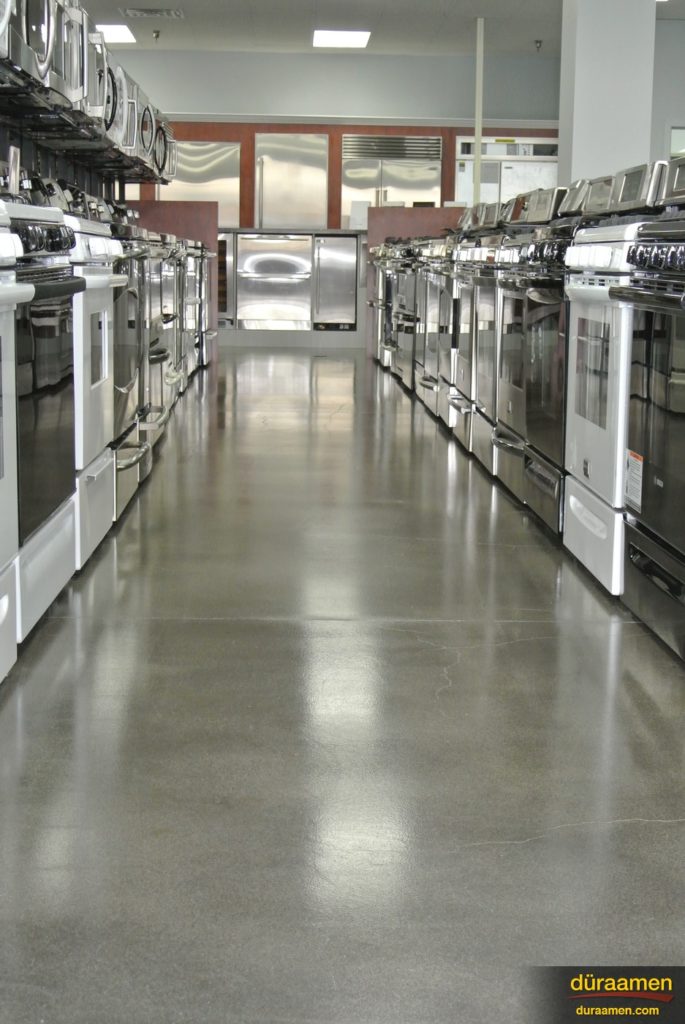 Appliances appear brighter with a polished concrete floor.
