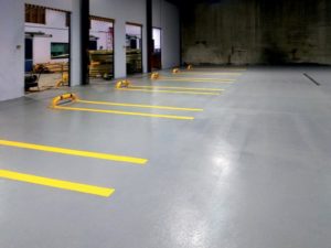 Loading dock with new floor coating