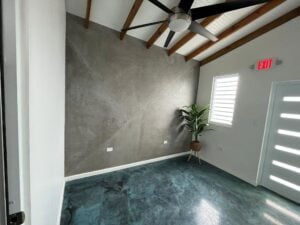 Microcement used on walls with decorative texture