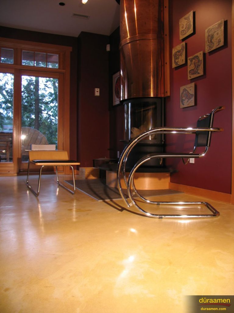 Residential home owners may choose resurfaced concrete flooring as a contemporary interior design option.