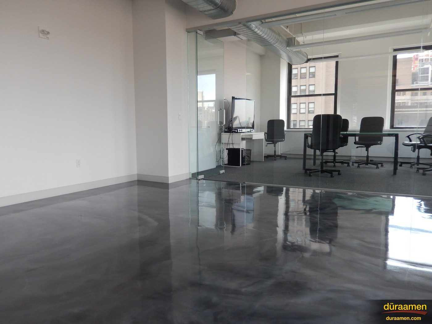 ts unique and high end look is the perfect solution for this NYC high rise Metallic Epoxy flooring in a Office on 7th Avenue in NYC | Duraamen Engineered Products Inc