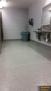 Quartz is both decorative and nearly maintenance free making restroom cleanups a breeze.