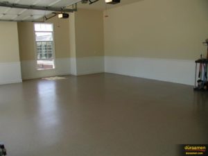 Endura is a professional resin chip epoxy garage flooring system that last much longer and resists wear and tear much better than store bought kits.