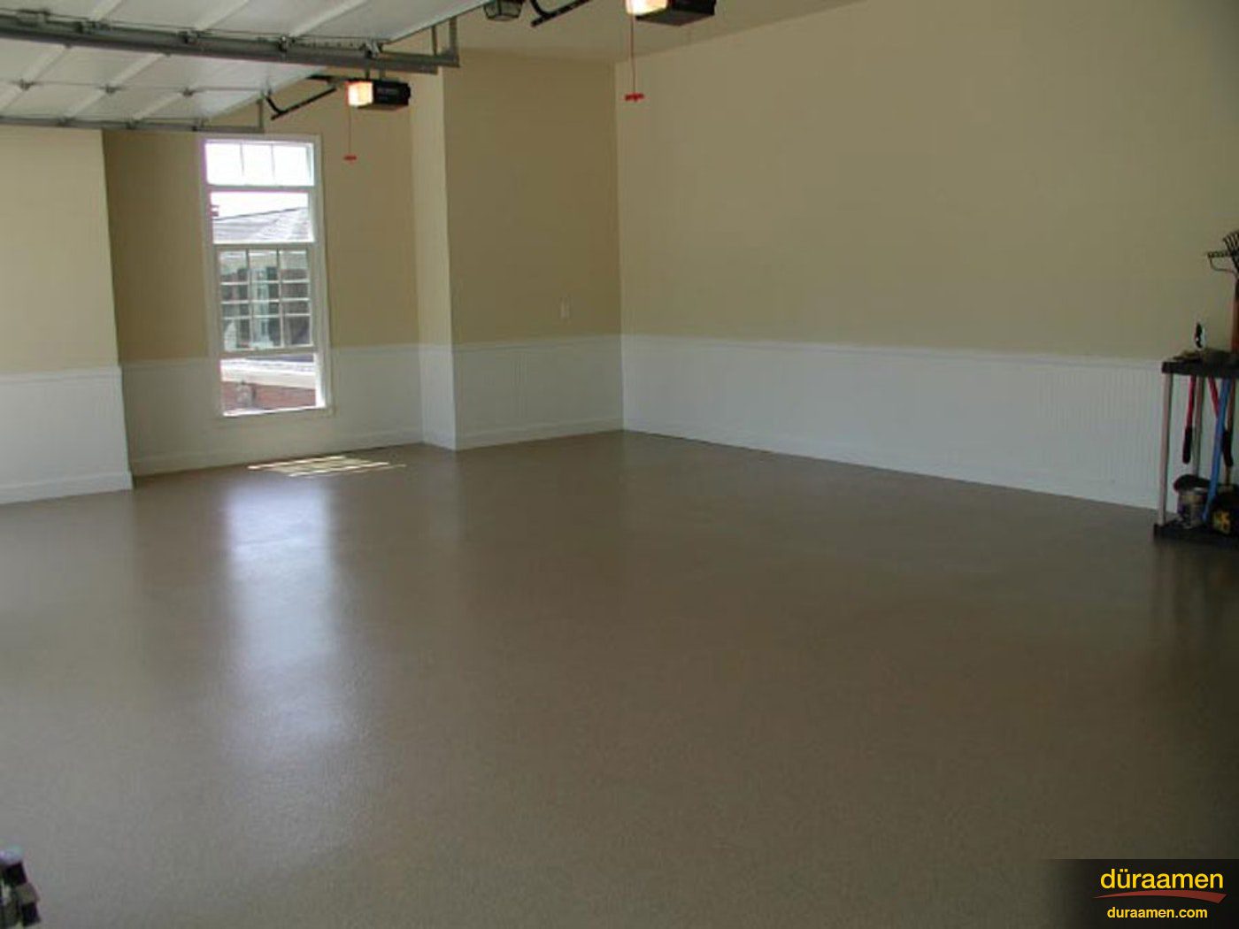 Endura is a professional resin chip epoxy garage flooring system that last much longer and resists wear and tear much better than store bought kits Endura Epoxy Resin Chip Flooring in a Residential Garage | Duraamen Engineered Products Inc