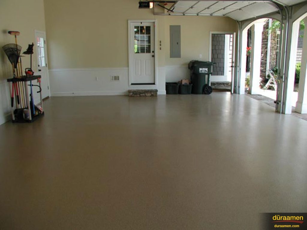 Duraamen's garage floor epoxy coating system is available in many colors with many color variations of resin chips so you can achieve a look that matches your home.