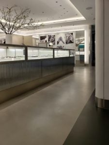 Tiffany's NYC Terrazzi Polished Concrete Floors. The sprayable polished concrete floor system