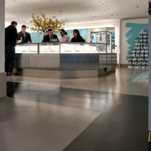 Tiffany's NYC Terrazzi Polished Concrete Floors. The sprayable polished concrete floor system