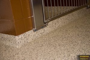 Resin chip poxy coatings flooring is the perfect solution for animal clinics and holding cells