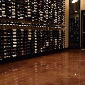 This wine store's merchandise shines thanks to Duraamen's Lumiere metallic epoxy flooring.
