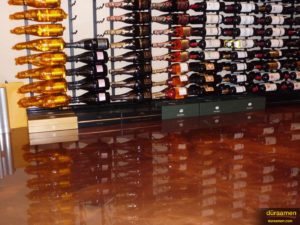Metallic epoxy flooring was the right choice for this high end wine store.